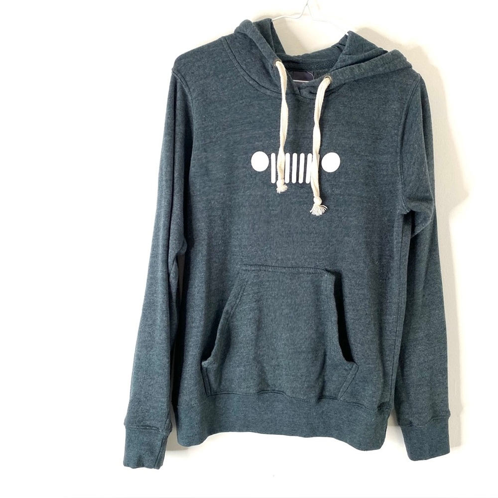 Green Graphic Hoodie Catch a Wave Surf Jeep Front Grill Pullover